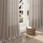 Nanspring Stone Beige Linen Curtains for Living Room 108 Inches Long Simple Modern Light Filtering Semi Sheer Curtain Back Tab Farmhouse Floor to Ceiling High Window for Bedroom 52x108, 2 Panels