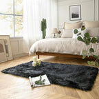 Ashler faux fur rug, Fluffy Shaggy Area Rug Ultra Soft 3 x 5 Feet Rectangle Fur Rug Black Fuzzy Rug Machine Washable Shag Rug, Nursery Decor Throw Rugs for Bedroom, kids room, Living Room