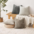 MIULEE Soft Decorative Chenille Euro Pillow Covers Neutral 26x26 Pack of 4