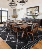 YIHOUSE Moroccan Rugs for Living Room, 6x9 Black and White Aztec Area Rug, Western Geometric Soft Low-Pile Washable Rugs for Bedroom, Dining Room