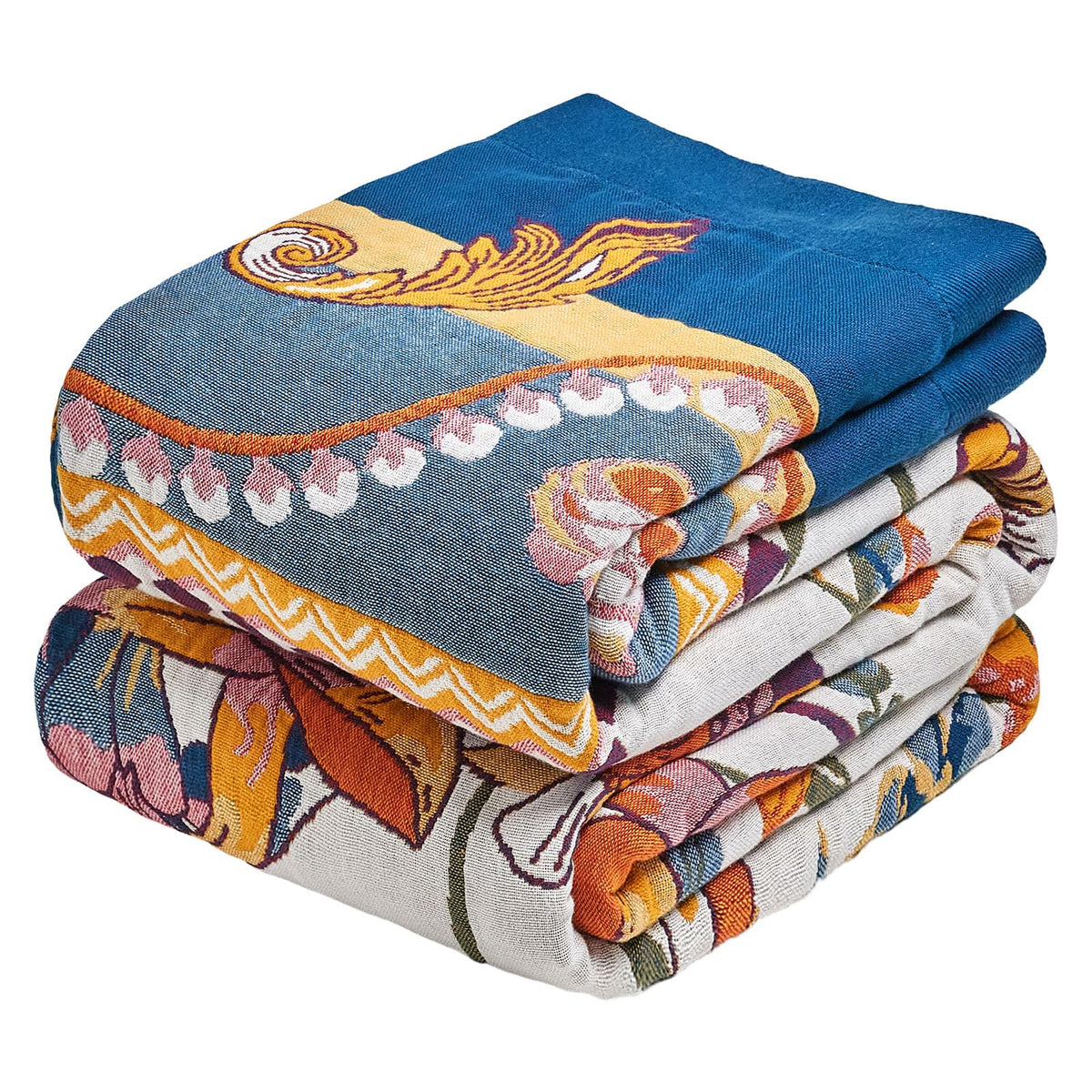 MSGKV Boho Throw Blanket 50"x60" Cotton Throw for Couch Sofa, Floral Quilt