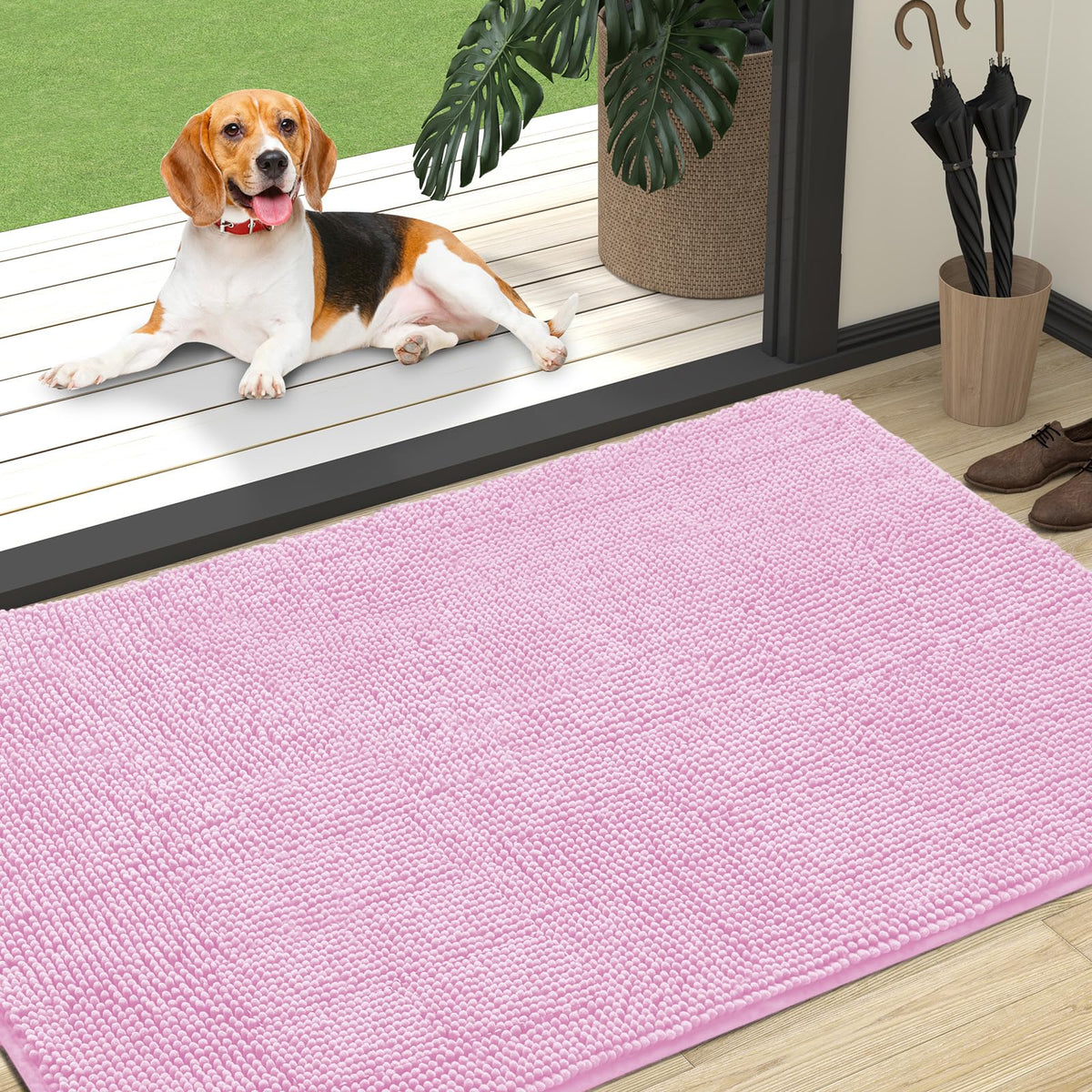 OLANLY Dog Door Mat for Muddy Paws 47x32, Super Absorbent Chenille Mud Mat