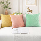 CaliTime Throw Pillow Covers Decorative 18 X 18 Inches Pack of 4 Cozy Chenille Cushion Cases for Couch Sofa Bed Living Room Home Grey Green