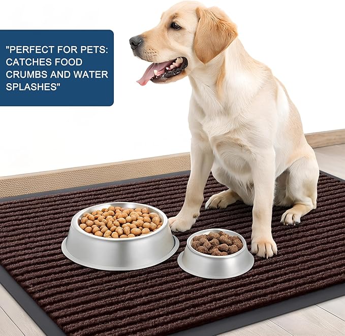 OLANLY Front Door Mat Indoor Outdoor Entrance, 2-Pack 47 x 23 Inch, Waterproof Heavy Duty Doormat, Fade Resistant, Low Profile, Easy Clean Patio Porch Welcome Floor Mats for Entry, Brown