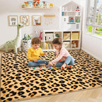 Amearea Soft Leopard Rugs for Bedroom Living Room, 6x9 Modern Cheetah Print Thickened Memory Foam Rug, Fluffy Indoor Washable Animal Rugs Carpet for Kids Boys Girls Dorm Nursery Room Decor, Khaki