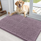 OLANLY Dog Door Mat for Muddy Paws 35x24, Absorbs Moisture and Dirt, Absorbent Non-Slip Washable Doormat, Quick Dry Chenille Mud Mat for Dogs, Entry Indoor Entryway Carpet for Inside Floor, Deep Plum