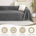 MYSKY HOME Couch Covers for 3 Cushion Couch Sofa, Sectional Couch Cover L Shape Chenille Couch Cushion Covers for Pets, Furniture Protector Cover for Dogs, Kids, 91"X150", Charcoal Gray