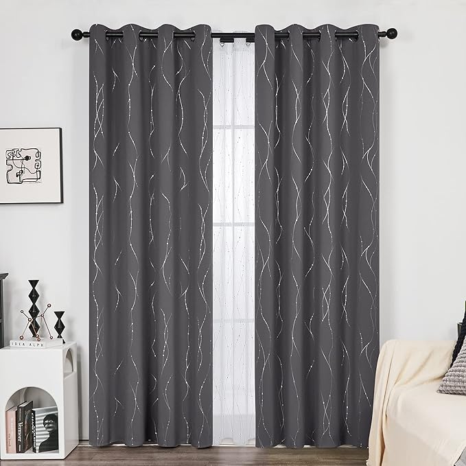 Deconovo Living Room Curtains 84 Inches Long, Blackout Curtains for Bedroom