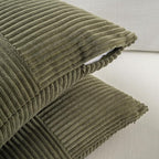 Fancy Homi 2 Packs Olive Green Lumbar Decorative Throw Pillow Covers 16x26 Inch for Living Room Couch Bed, Farmhouse Boho Home Decor, Soft Striped Corduroy Rectangle Accent Cushion Case 65x40 cm