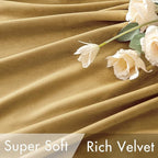 MIULEE Velvet Curtains 108 inches - Luxury Blackout Curtains for Bedroom Living Room Thermal Insulated Super Soft Window Drapes Rod Pocket & Back Tab, Golden, W52 x L108 inches, 2 Panels