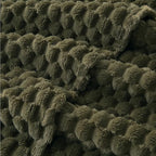 EXQ Home King Size Blanket for Bed or Couch - 3D Imitation Turtle Shell Jacquard Decorative Fleece Blankets - Cozy Soft Fuzzy Flannel Blanket Suitable for All Seasons(90"×108",Moss Green)