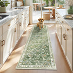 Yamaziot 2x7 Washable Hallway Runner Rug Non Slip Floral Carpet, Sage Green