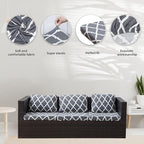 8Pcs Stretch Patio Cushion Covers,Outdoor Couch Covers Replacement,Outdoor Couch & Sofa Slipcovers,for Patio Furniture Cushion Covers,Washable Reusable Furniture Protector (BTC02-Gray,Cover Only)
