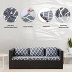 8 Piece Outdoor Cushion Covers, Patio Sofa Cushion Covers, Stretch Fit