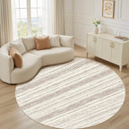 Nakagishi Round Rug Boho Area Rugs: 6x6 Washable Large Circle Neutral Soft Stain Resistant Non-Slip Carpet for Women Aged 25-45 Farmhouse Decor Enthusiasts - Living Room Bedroom Dining Room Nursery