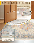 RELEANY Washable Area Rug, Large 9'x12', Blue/Orange/Red