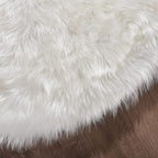 Goolela White Round Rug 4ft Circle Fluffy Fuzzy Sheepskin Rug for Bedroom Bedside Living Room Dorm Furry Shag Faux Fur Carpet