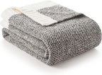 Snuggle Sac Grey Blankets Twin Size for Bed and Sofa, Reversible Super Soft Blankets Warm Cozy Knit Blankets Fuzzy Plush Blanket, Grey, 60x80 inches