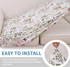 hyha Printed Couch Cushion Covers, Floral Sofa Covers Washable for 3 Cushion Couch, Stretch Pattern Outdoor Cushion Covers for Patio Furniture with Elastic Bottom(Large, Sage Wild Green)