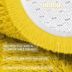 OLANLY Yellow Round Rugs for Bedroom - Machine Washable, 9 ft Circle Area Rugs for Living Room, Soft and Fluffy Shaggy Carpet for Teen Girl and Boys, Nursery Rooms, Dorms, Home Decor Aesthetic