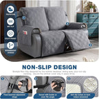 TAOCOCO 100% Waterproof Loveseat Recliner Cover, Non Slip Split Loveseat Covers for Reclining Loveseat with Elastic Straps, Washable Recliner Chair/Furniture Protector for Kids Pets(2 Seater, Gray)