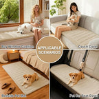 hyha Couch Covers for Dogs Washable, Non Slip Plush Dog Sofa Protectors, Fuzzy Pet Couch Covers for 3 Cushion Sofa Pet Friendly (Apricot, 27.6" x 27.6")