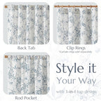 jinchan Floral Curtains 108 Inch Length Blue Flower Linen Farmhouse Curtain for Living Room French Country Vintage Curtain Rod Pocket Curtains Set 2 Panels Blue Floral Printed