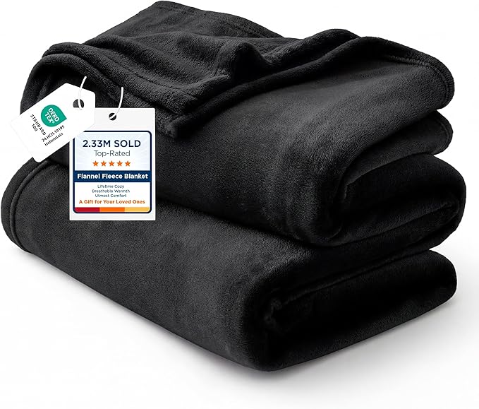 Bedsure GentleSoft Fleece Blanket Twin Size Black - 300GSM Lightweight Plush Fuzzy Cozy Soft Warm Blanket for Bed, Sofa, Couch, Travel, Camping, 60x80 inches