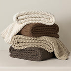 EVERGRACEHOME Chunky Chenille Knit Throw Blanket for Couch, Soft Luxurious Moss Stitch Blankets for Bed, Cozy Decorative Farmhouse Knitted Throws for Sofa, Sand Dune, 60" x 80"