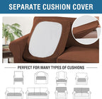 H.VERSAILTEX 4 Piece Stretch Sofa Covers for 3 Cushion Couch Covers for Living Room Furniture Slipcovers (Base Cover Plus 3 Seat Cushion Covers) Upgraded Thicker Jacquard Fabric (XL Sofa, Caramel)