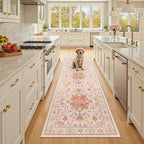 RELEANY Washable Area Rug, Runner 2'x8', Pink/Light Pink/Colorful
