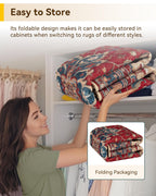 RELEANY Washable Area Rug, 8'x10', Red/Blue