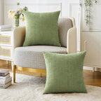 MIULEE Pack of 2 Couch Throw Pillow Covers 22x22 Inch Spring Soft Sage Green Chenille Pillow Covers for Sofa Living Room Solid Dyed Pillow Cases