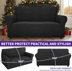 ZNSAYOTX Super Stretch Couch Cover Love Seat Sofa Covers for Living Room Dogs Pet Friendly Furniture Protector Spandex Loveseat Slipcovers with Anti Slip Foam Sticks (Black, Loveseat)