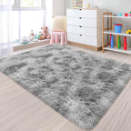 Small Area Rug for Bedroom 3x5ft Mini Tie Dye Grey Fluffy Rug Mat Bedside Throw Rug for Kids Room Boys Teens Nursery Baby Dorm Living Room Home Decor for Modern Floor Rug