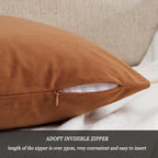 GIGIZAZA Velvet Throw Pillow Covers 24x24 Dark Burnt Orange Pillows Couch Cushion Decorative Covers Set of 2 Pillow Covers for Bedroom Living Room