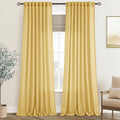 Gold Curtains for Living Room Back Tab Modern Farmhouse Semi Sheer Curtains 120 inches Long 2 Panels Set Muted Neutral Window Curtain for Dining Room Bedroom 52x120
