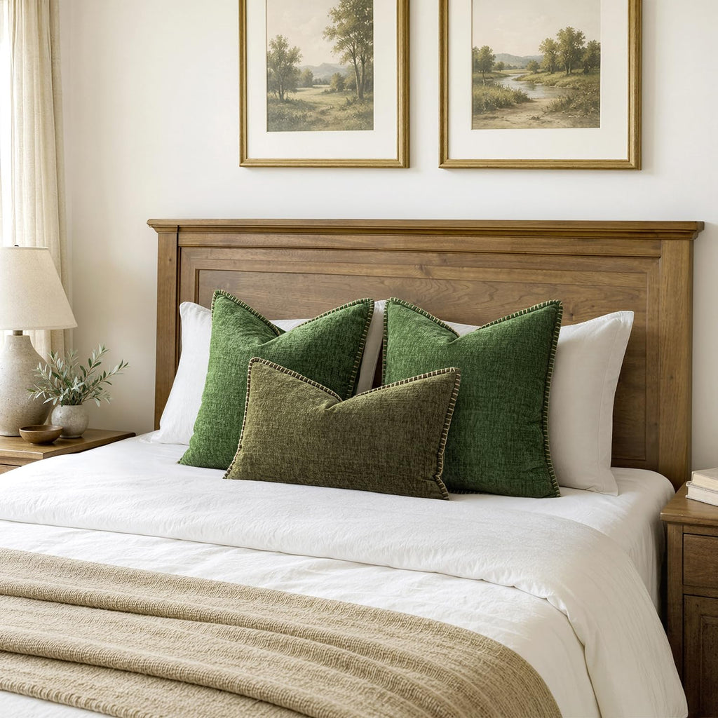 MIULEE Decorative Lumbar Throw Pillow Covers 12x20 Inch Olive Green 2 Pack