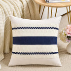 Fancy Homi Set of 1 Navy Blue Euro Decorative Throw Pillow Covers 26x26 Inch for Couch Bed Sofa Living Room, Aesthetic Modern Organic Farmhouse Home Decor, Soft Cotton Woven Textured Cushion Case