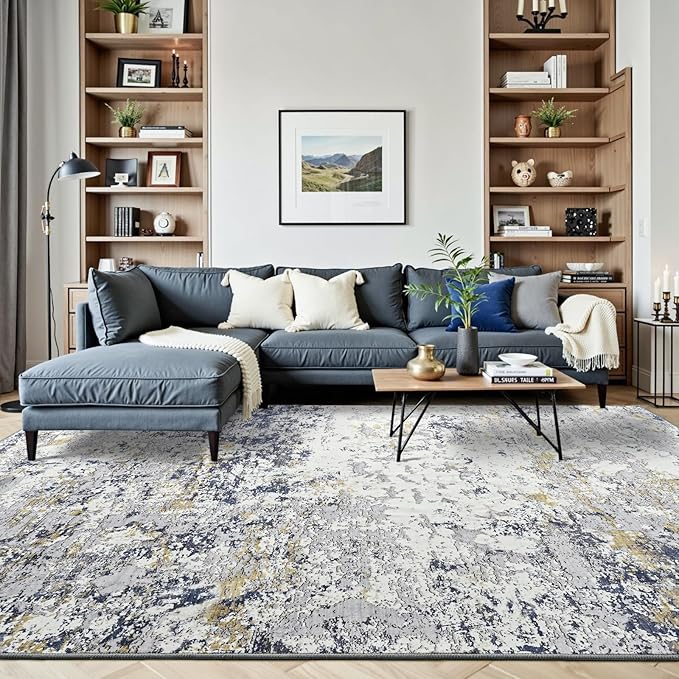 Toneed Washable 5x7 Area Rug with Non-Slip Backing for Living Room