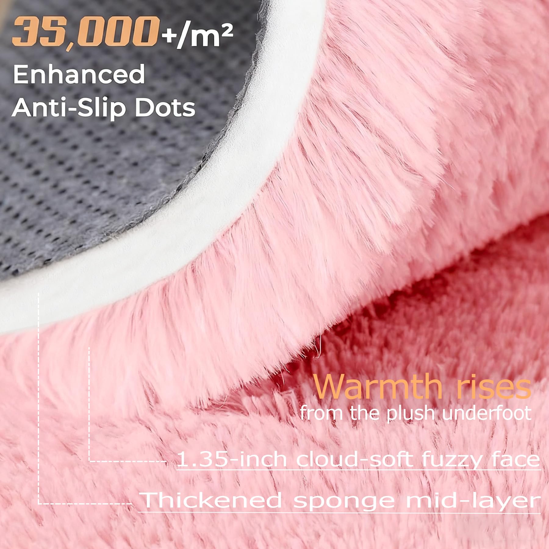 6x9 Area Rug for Living Room: Fluffy Shag Soft Washable Rugs Large Fuzzy Plush Indoor Carpet for Bedroom Nursery Playroom Kids Girls Boys Room (Pink, 6'x9')