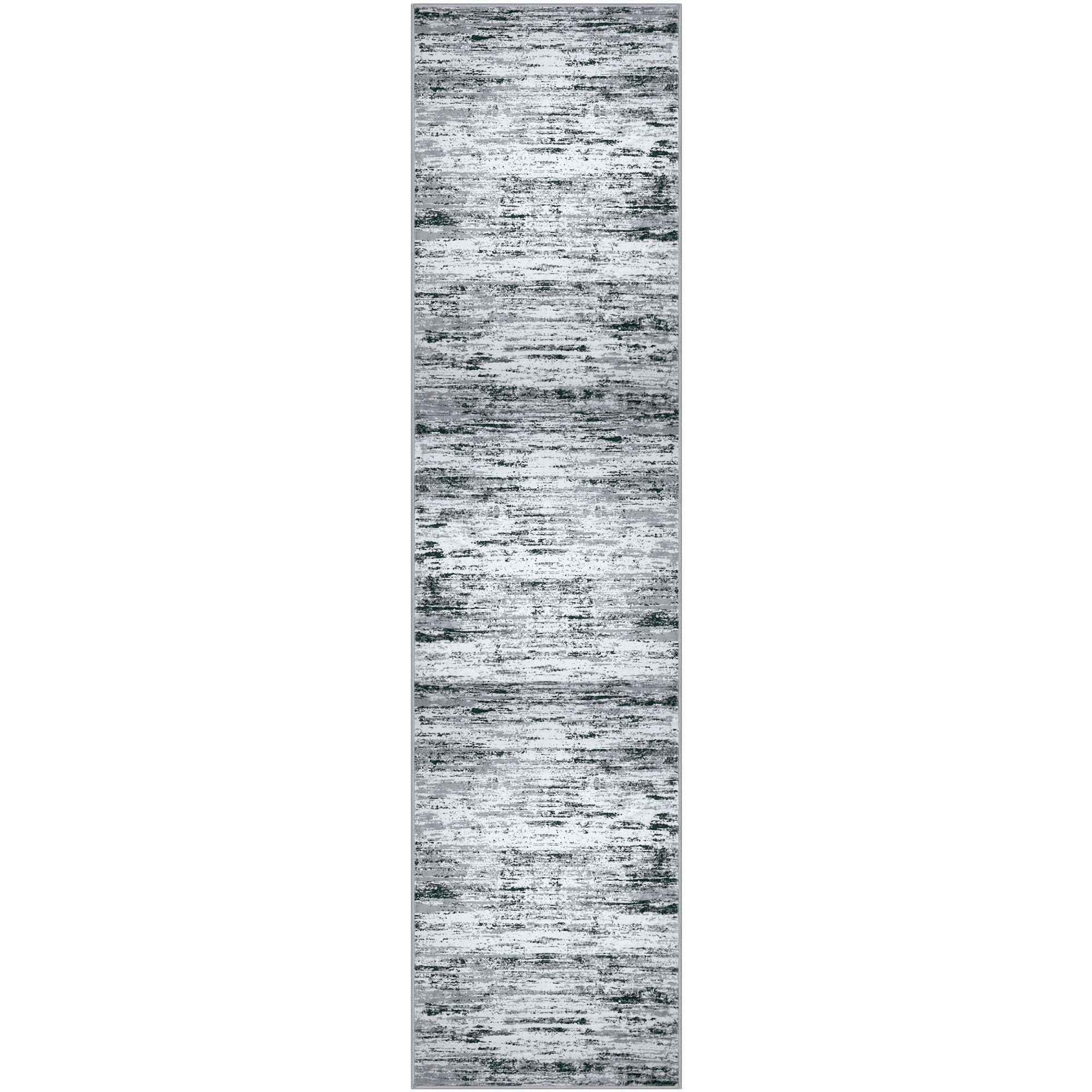 Lansny Modern Abstract Hallway Runner Rug, Black Grey White White Washable Kitchen Runner Non-Slip Soft 2x8 Runner Rug Thin Print Faux Wool Carpet for Entryway Bedroom Laundry Room Indoor Home Decor