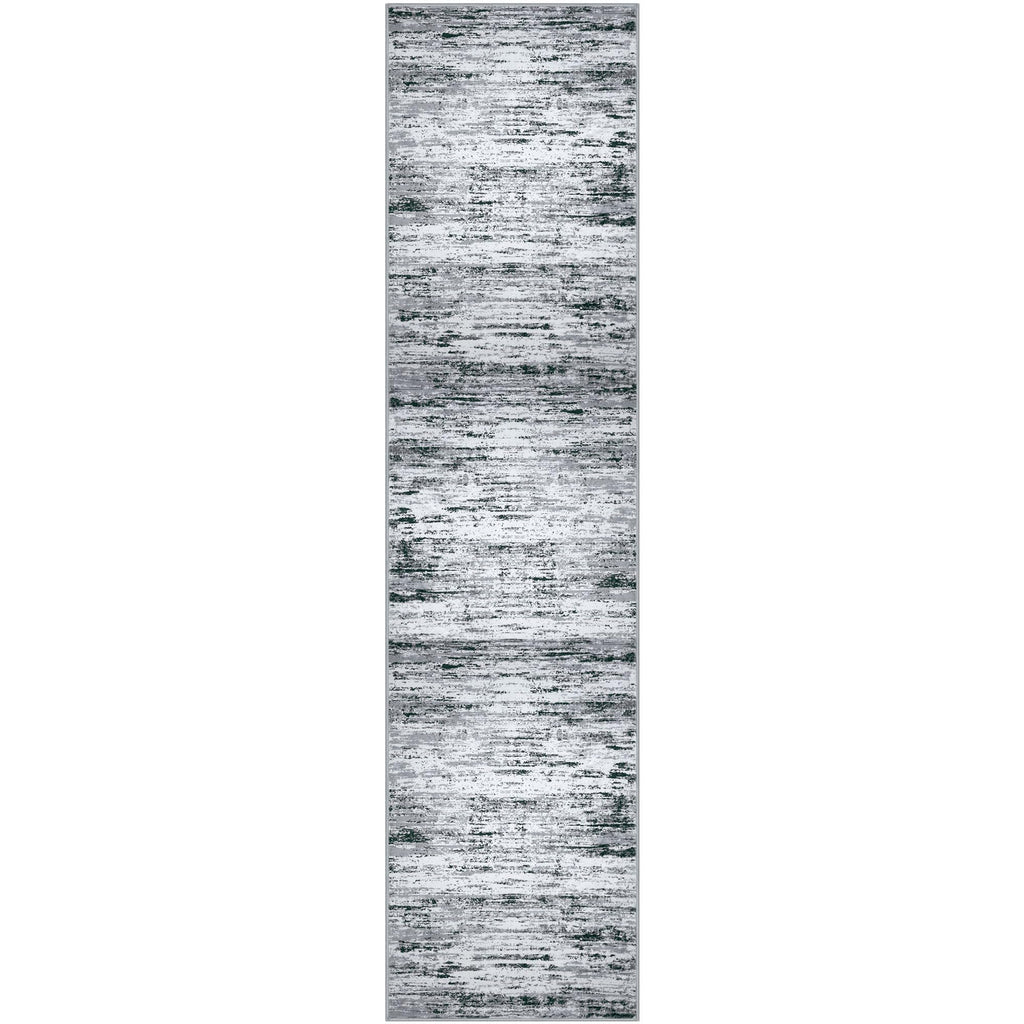 Lansny Modern Abstract Hallway Runner Rug, Black Grey White White Washable Kitchen Runner Non-Slip Soft 2x8 Runner Rug Thin Print Faux Wool Carpet for Entryway Bedroom Laundry Room Indoor Home Decor