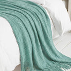 BOURINA Dark Cyan Throw Blanket 50 x90 Inches Textured Solid Soft Sofa Throw Bed Runner Knitted Decorative Blanket