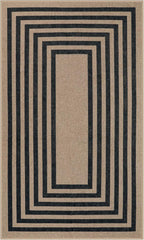 Lahome Enfys Modern Geometric Easy Jute Outdoor Rug, 3x5 Black Washable Kitchen Rugs for Bedroom Thin Non Slip Indoor Door Mat, Non Slip Farmhouse Carpet for Office Patio