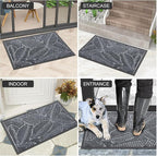 Colorxy Waterproof Doormat, Sturdy Natural Rubber Front Indoor Mat, Non Slip Low Profile Indoor Outdoor Door Mats, Stain and Fade Resistant Floor Mat, Easy Clean Patio Entrance Mat, 47''x17'', Grey