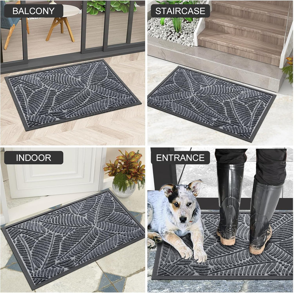 Colorxy Waterproof Front Doormat, Sturdy Natural Rubber Door Mat, 59x20