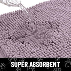 Smiry Dog Door Mat for Muddy Paws, Absorbent Dirt Trapper Non Slip Quick Dry Washable Chenille Mat for Mud Dogs, Entry Rug for Indoor and Outdoor (30x20 Inches, Deep Plum and White)
