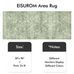 3x8 Washable Runner Rug: Vintage Medallion Kitchen Soft Rugs SageGreen