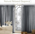 Jolilight Dark Gray Curtains for Living Room Back Tab Modern Farmhouse Semi Sheer Gray Curtains 84 inches Long 2 Panels Set Muted Neutral Window Curtain for Dining Room Bedroom 52x84